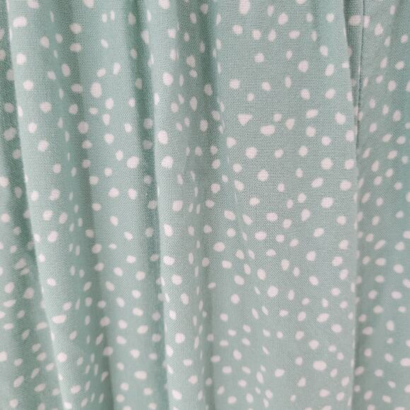 Jessica Simpson Jumpsuit Womens M Green White Polka Dot Wide Leg Smocked Straps - Picture 11 of 14